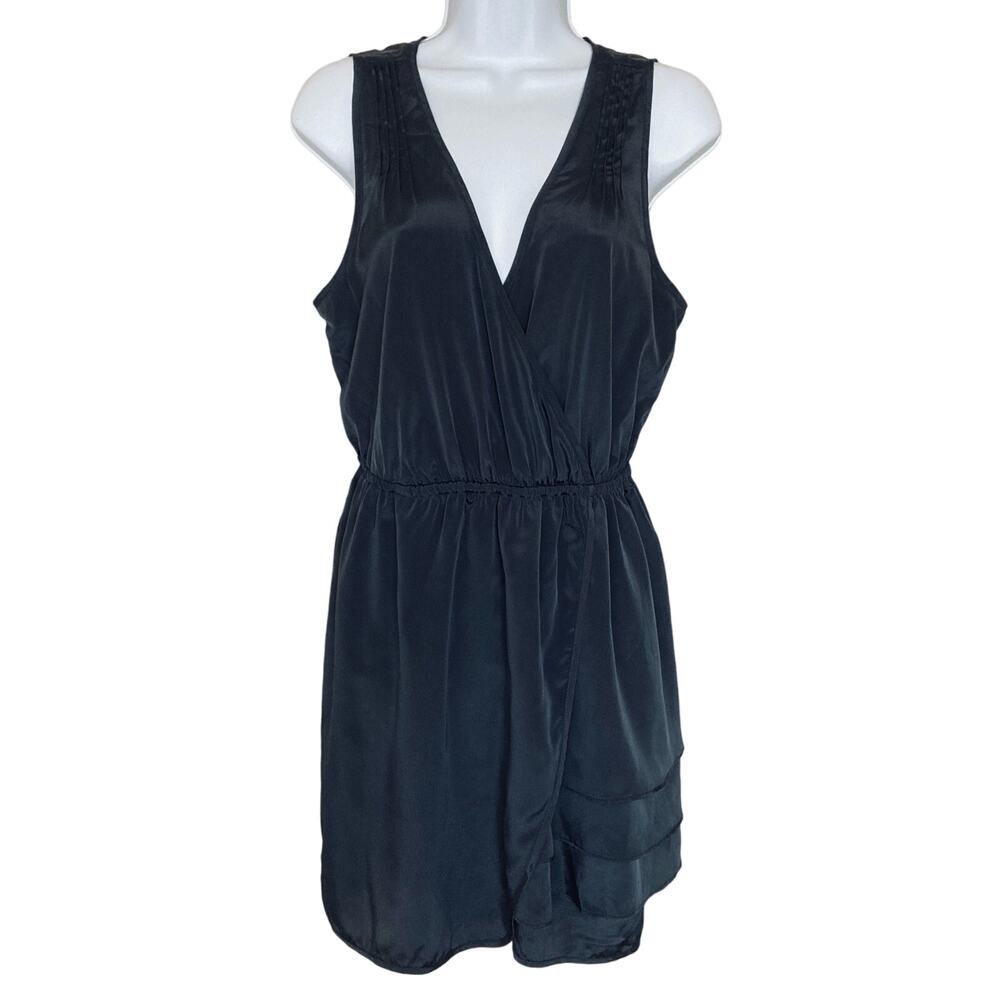 NWT Urban Outfitters Pins And Needles Black Surplice Faux Wrap Mini Dress Size M